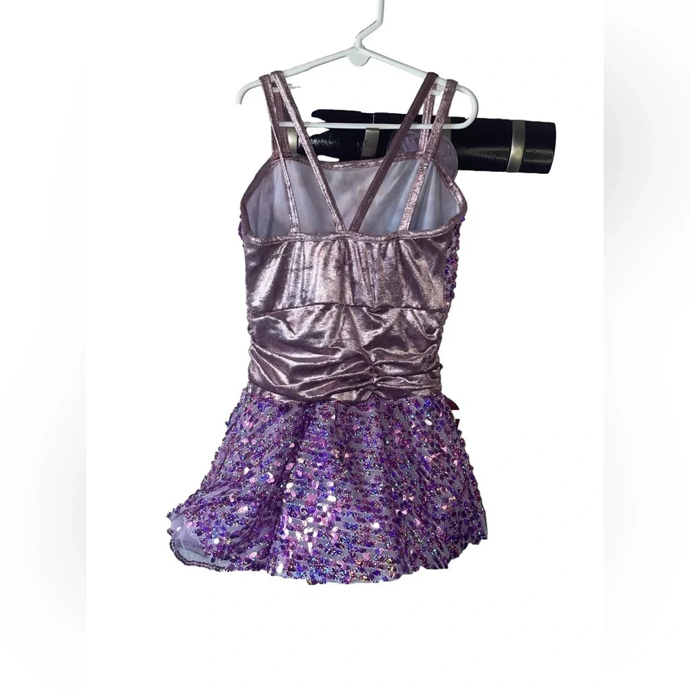 EUC Art Stone Shine Glam Dance Twirling Purple/Pink Sequenced Costume Size LC